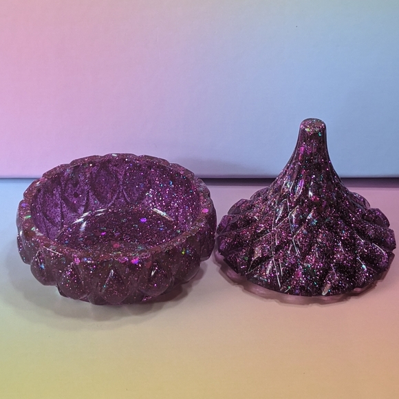 Purple Glitter Resin Trinket/Jewerly Box - Picture 8 of 9